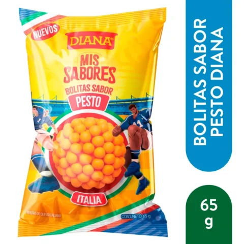 Bolitas Diana Sabor Pesto 65 g producto salvadoreno en USA