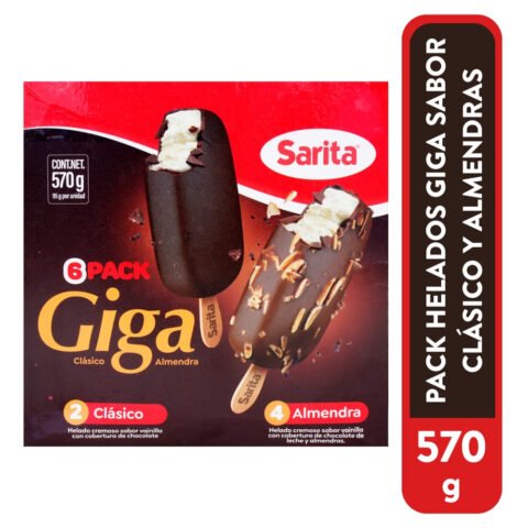 3 Pack Paleta Sarita Giga Almendra - 285 g