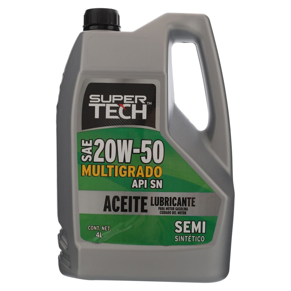 Aceite Super Tech para auto semi sintético 20W50 - 1 gal Aceite lubricante Super Tech multigrado 20w/50w - 4 L