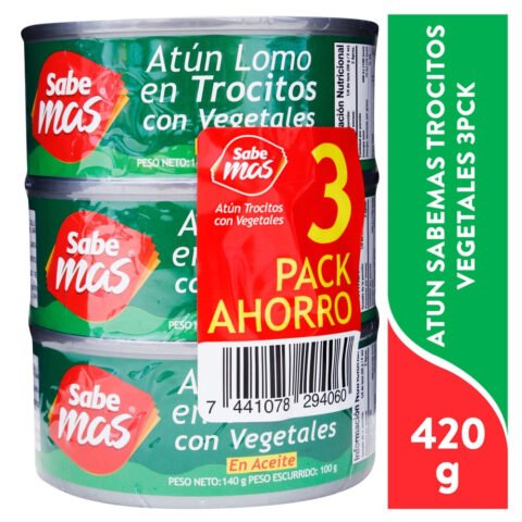 Atún Sabemas en trocitos con vegetales en aceite - 420 g