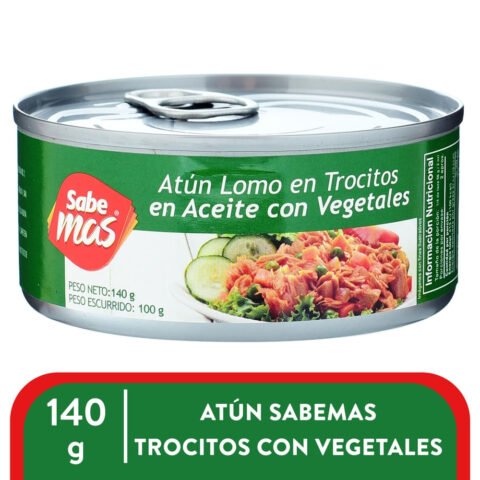 Atún Sabemas Lomo En Trozos En Aceite Con Vegetales - 140 g Atún Sabemas Trocitos Con Vegetale - 140 g