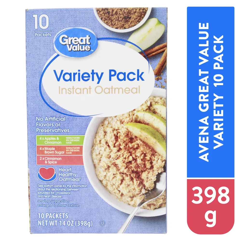 Avena Great Value Instantánea Pack Surtido - 398 g