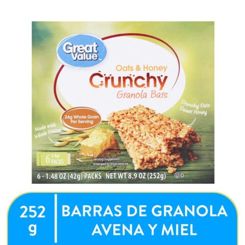Barras De Granola Great Value Avena y Miel 6 Pack - 252 g