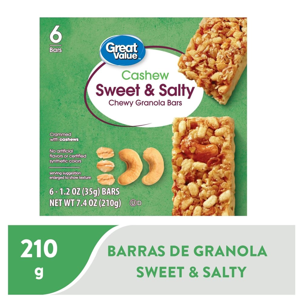 Barras De Granola Great Value Marañón 6 PACK - 210 g