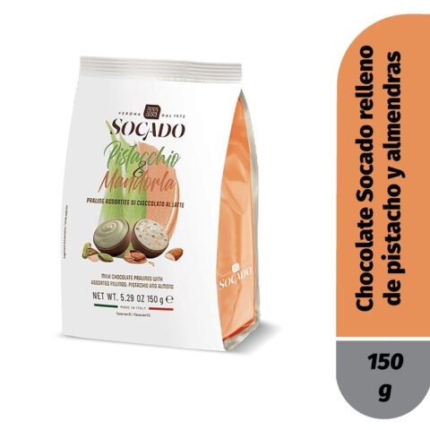 Choco Socado Rellen Pistachoalmend 150 g Chocolate Socado relleno de pistacho y almendras - 150 g