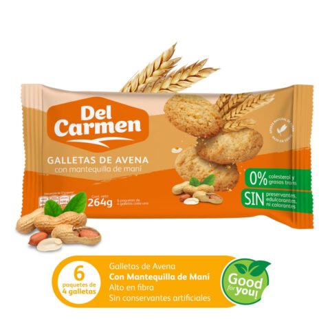 Galleta Del Carmen Avena Mantequilla de Mani - 264 g