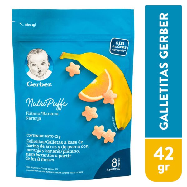 Galletitas Gerber NutriPuffs Banano Naranja Bolsa - 42 g