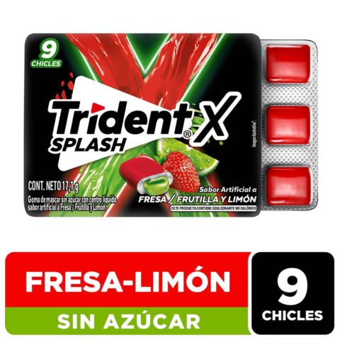 Goma de Mascar Chicle Trident Splash sabor Fresa Limón 9 unid Goma de Mascar Trident Splash Fresa Limón - 17,1 g