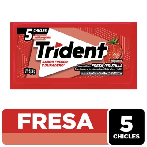 Goma Mascar Trident Slab 5S Sabor Fresa, Frutilla - 8.5 g