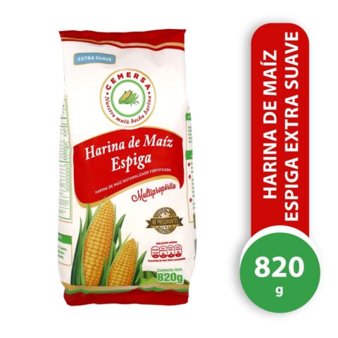 Harina de Maíz, Espiga, Extra Suave, Nixtamalizada y Fortificada - 820 g Harina De Maiz Espiga 820 G