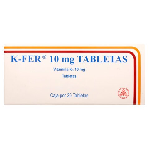 K-fer vitamina k4 10mg caja 20 tabletas - Precio indicado por tableta