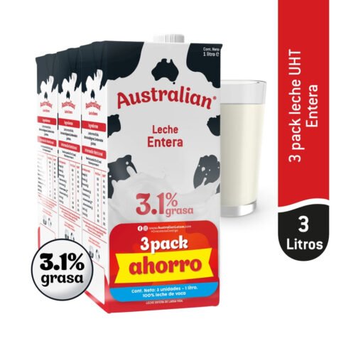 Leche Entera Australian Uht 3 Pack - 1 L