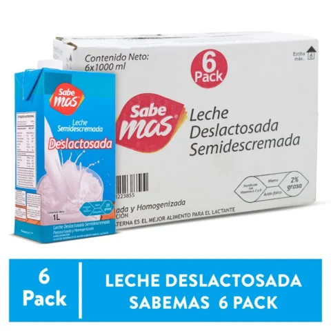 Leche Sabe Mas Semidescremada Y Deslactosada Larga Duración 6 pack - 6 L