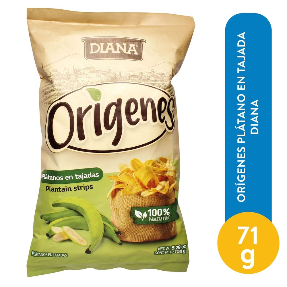 Origenes Platano En Tajada Diana 71 g Tajadas Diana Orígenes platanos naturales - 71 g
