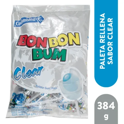 Paletas Bon Bon Bum rellenas de chicle sabor fresa y menta - 384 g