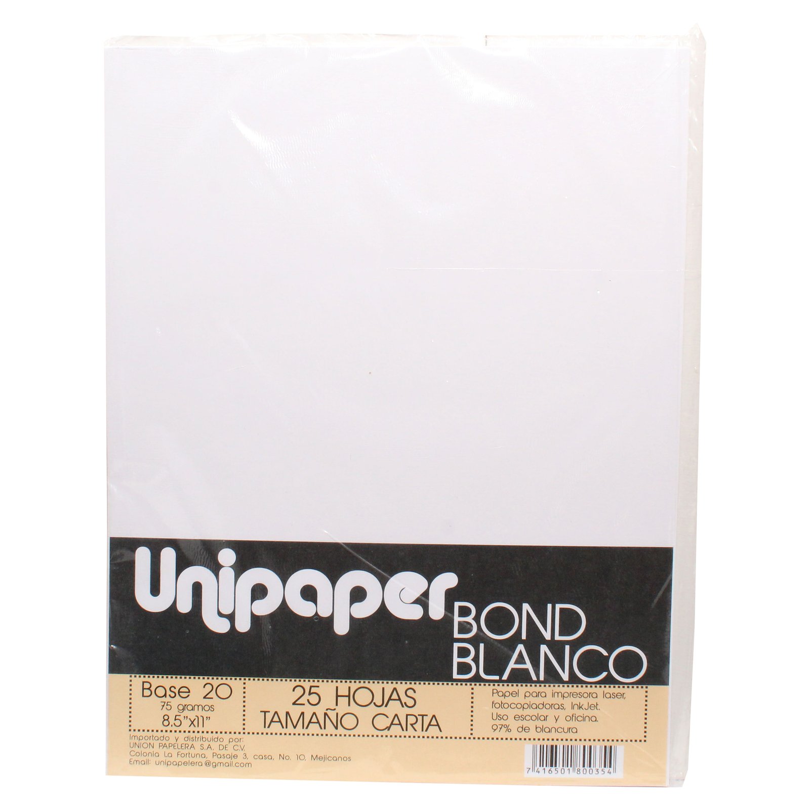 Papel Bond B20 Bco Carta De 25 H