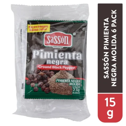 Pimienta negra Sassón molida 6 pack - 15 g