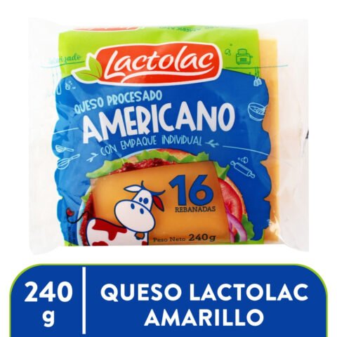 Queso Americano Lactolac amarillo procesado 16 Uds - 240 g