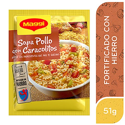 Sopa Maggi De Pollo Con Caracolitos, Fortificada Con Hierro Sobre - 51 g Sopa Maggi De Pollo Con Caracolitos, Fortificada Con Hierro Sobre - 51g