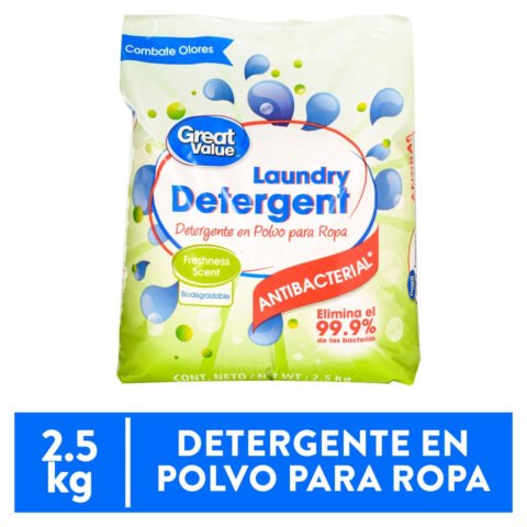 Detergente Great Value en polvo antibacterial de 2.5 kg