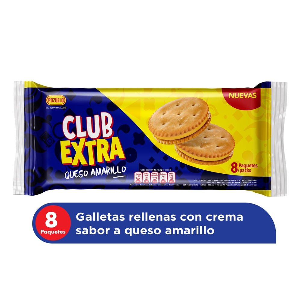 Galleta Pozuelo Club Extra Queso Amarillo 8 Uds - 289.6 g para comprar online en Estados Unidos