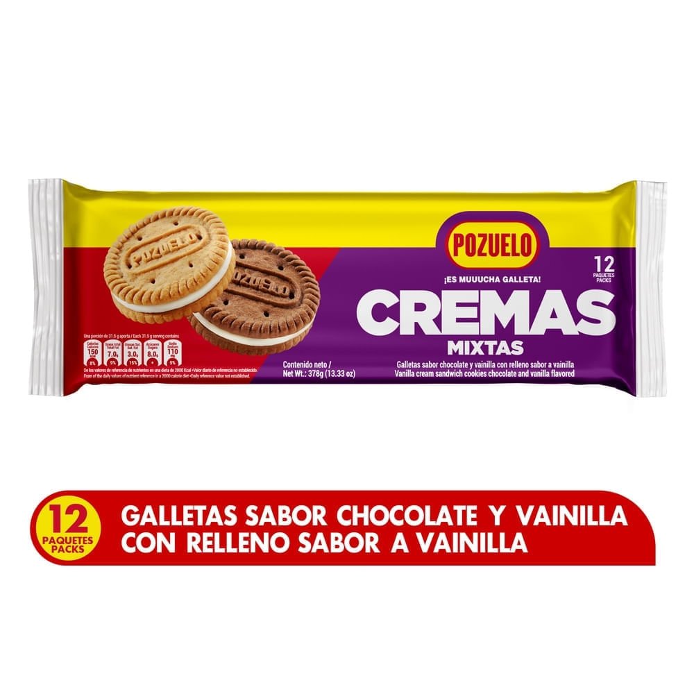 Galletas Pozuelo Cremas Mixtas 12 Pack - 378 g para comprar online en Estados Unidos